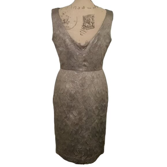Banana Republic Taupe Gold-Bronze Metallic Fitted Sheath Cocktail Party Dress 6 - Picture 3 of 4